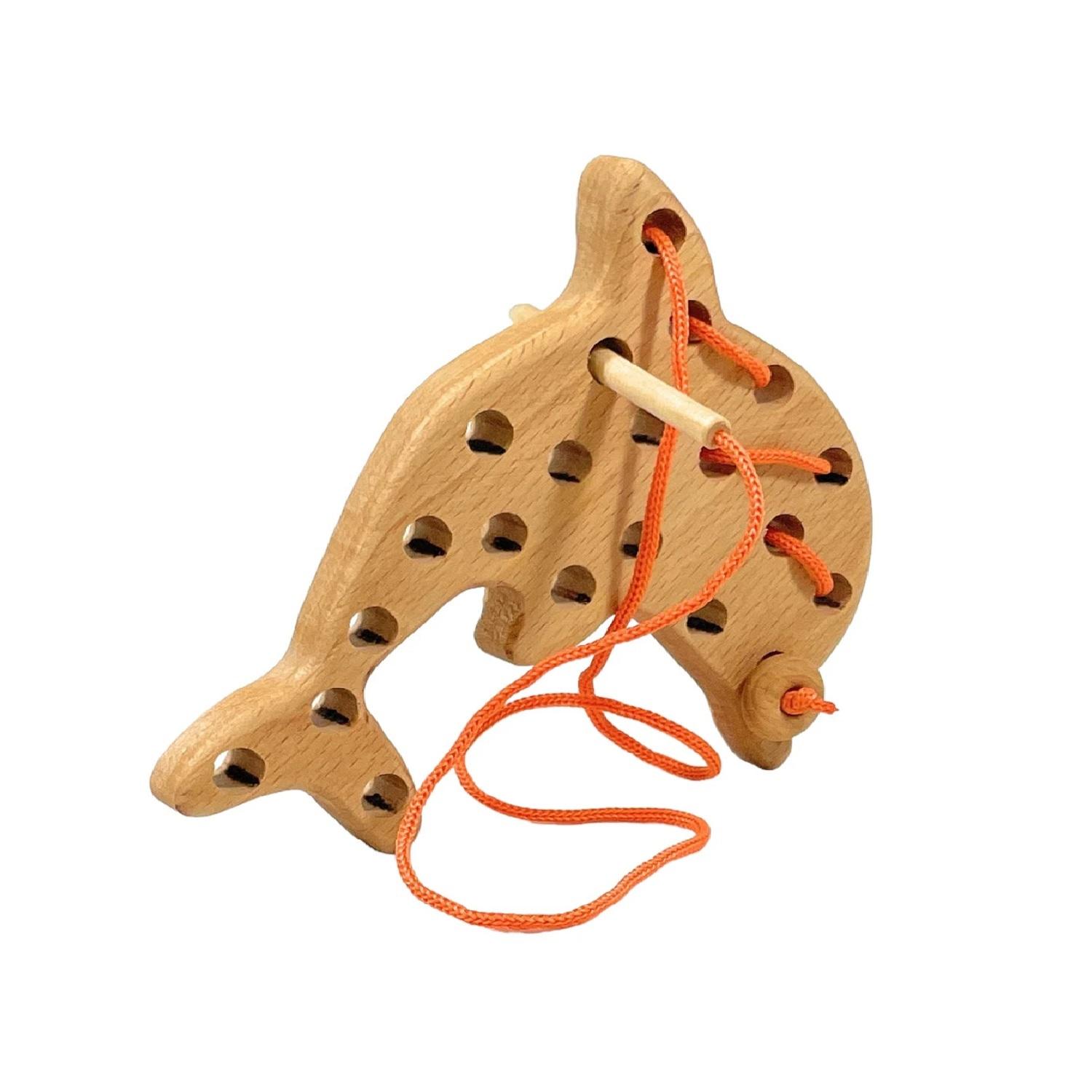 Montessori I Am Wooden Lacing Toy Dolphin