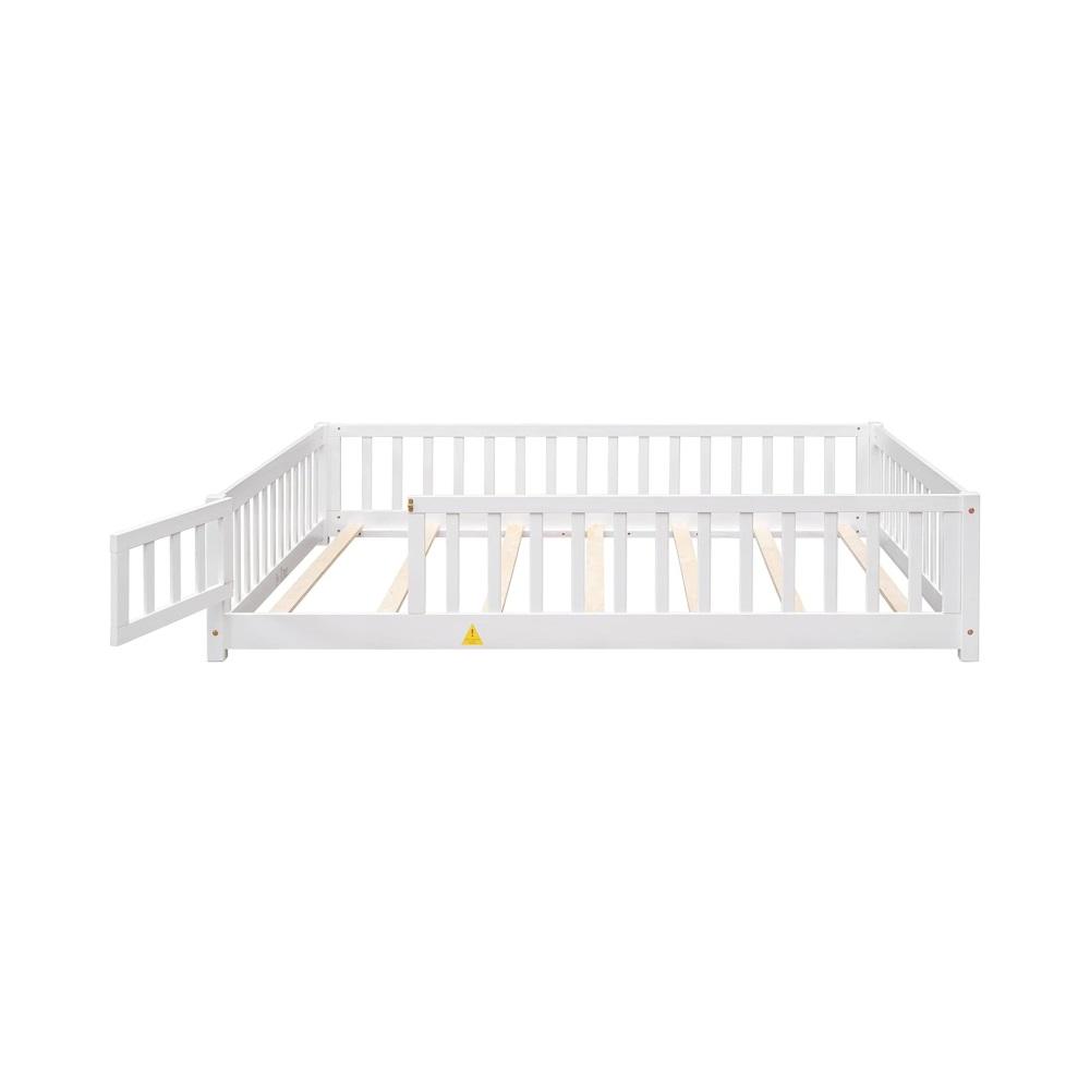 Montessori Bellemave Full Size Floor Bed Frame With Fence Railings &#038; Slats
