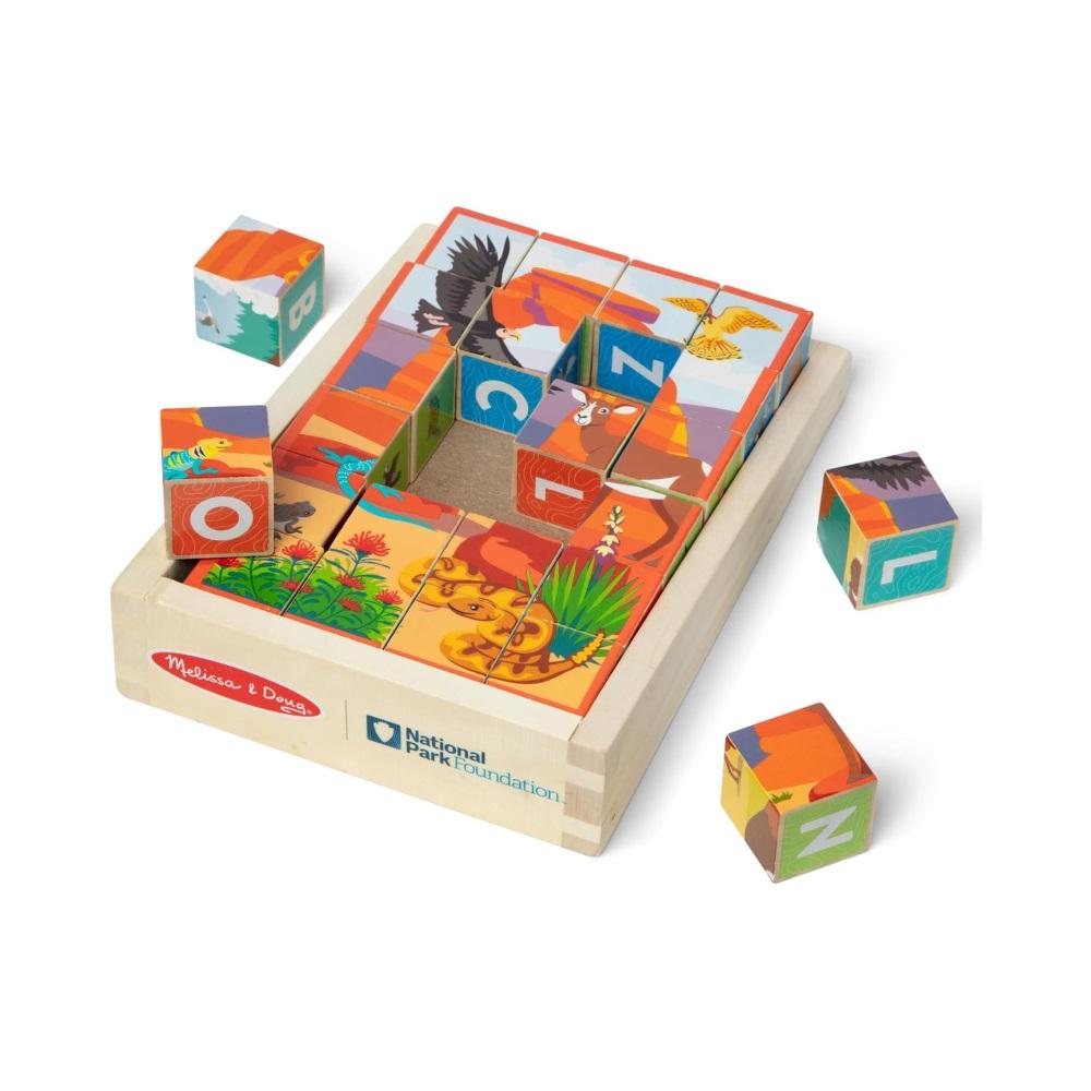 Montessori Melissa &#038; Doug National Parks Alphabet &#038; Animals 24-Piece Cube Puzzle