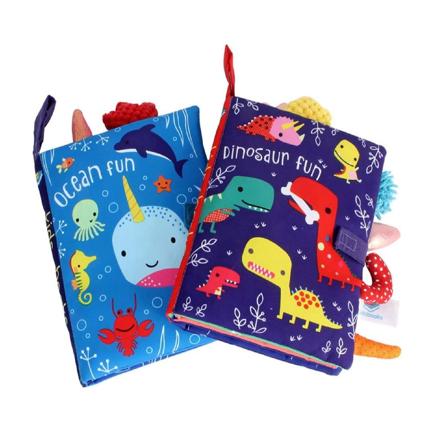 Montessori ORAPOH Crinkle Cloth Book Dinosaur and Ocean Tail Set