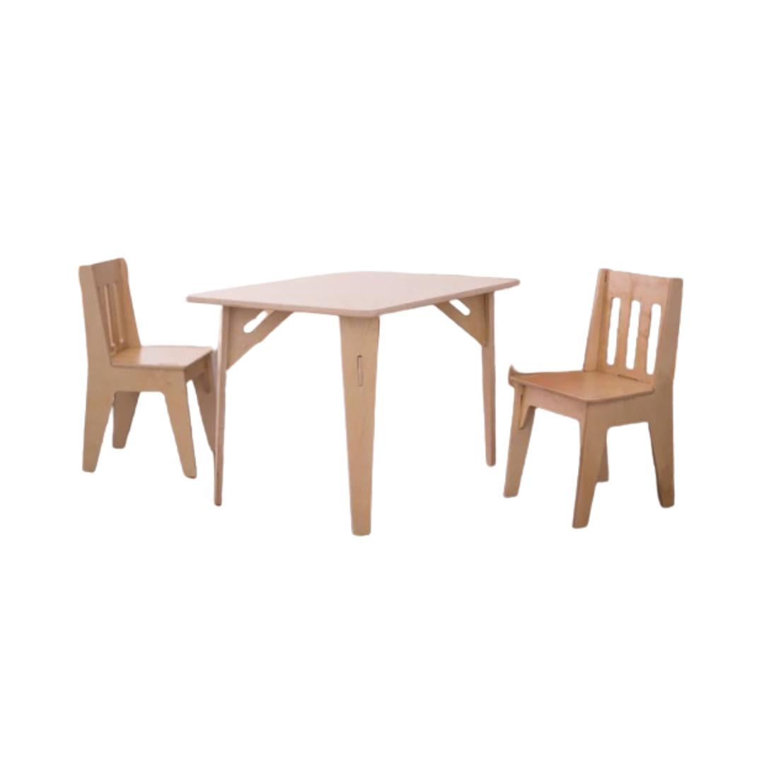 Montessori Sprout Kids Table and Chairs Set Finished Birch