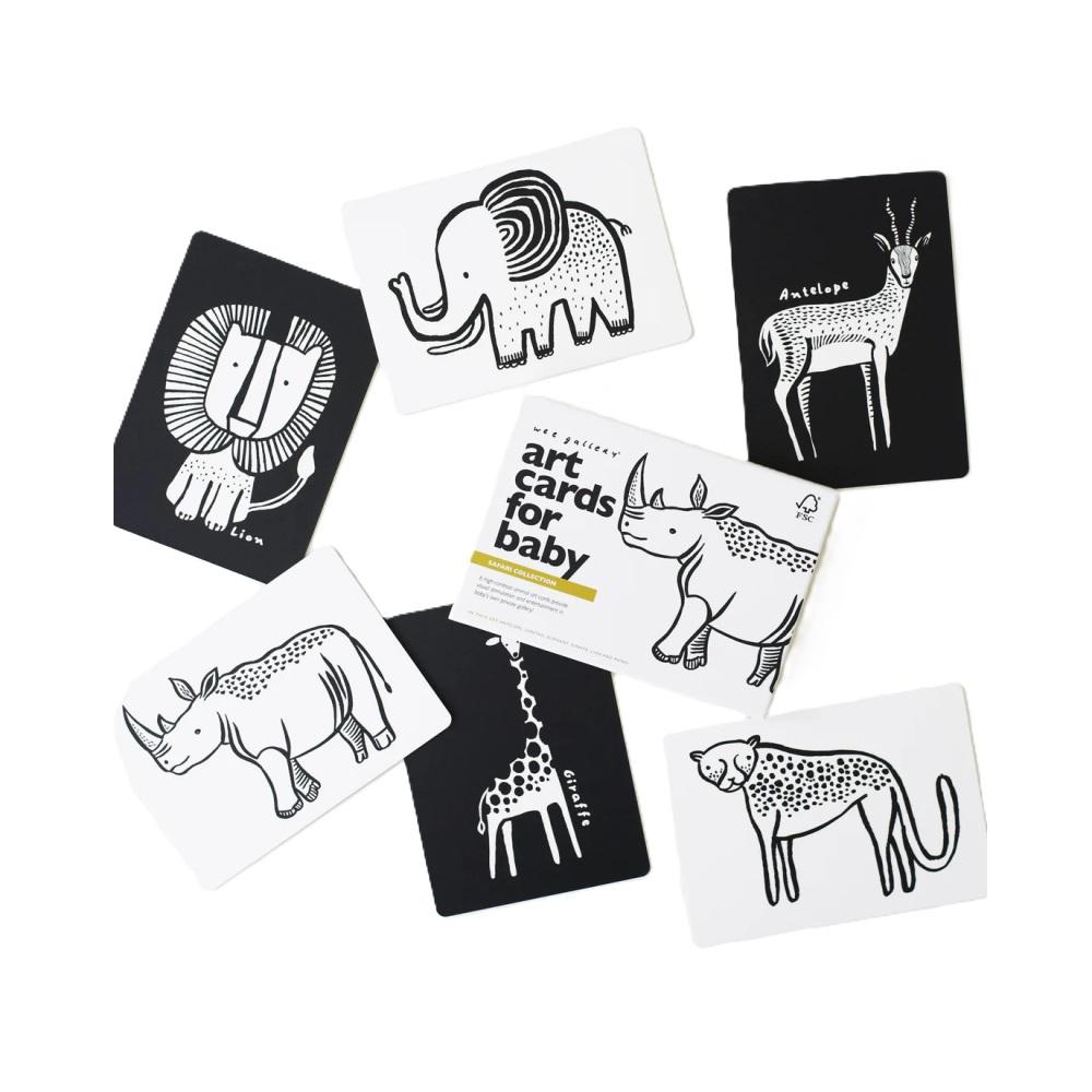 Montessori Wee Gallery Black and White Art Flash Cards Safari Animals