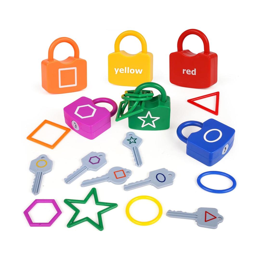Montessori AXEARTE Locks and Keys Set Shape Matching