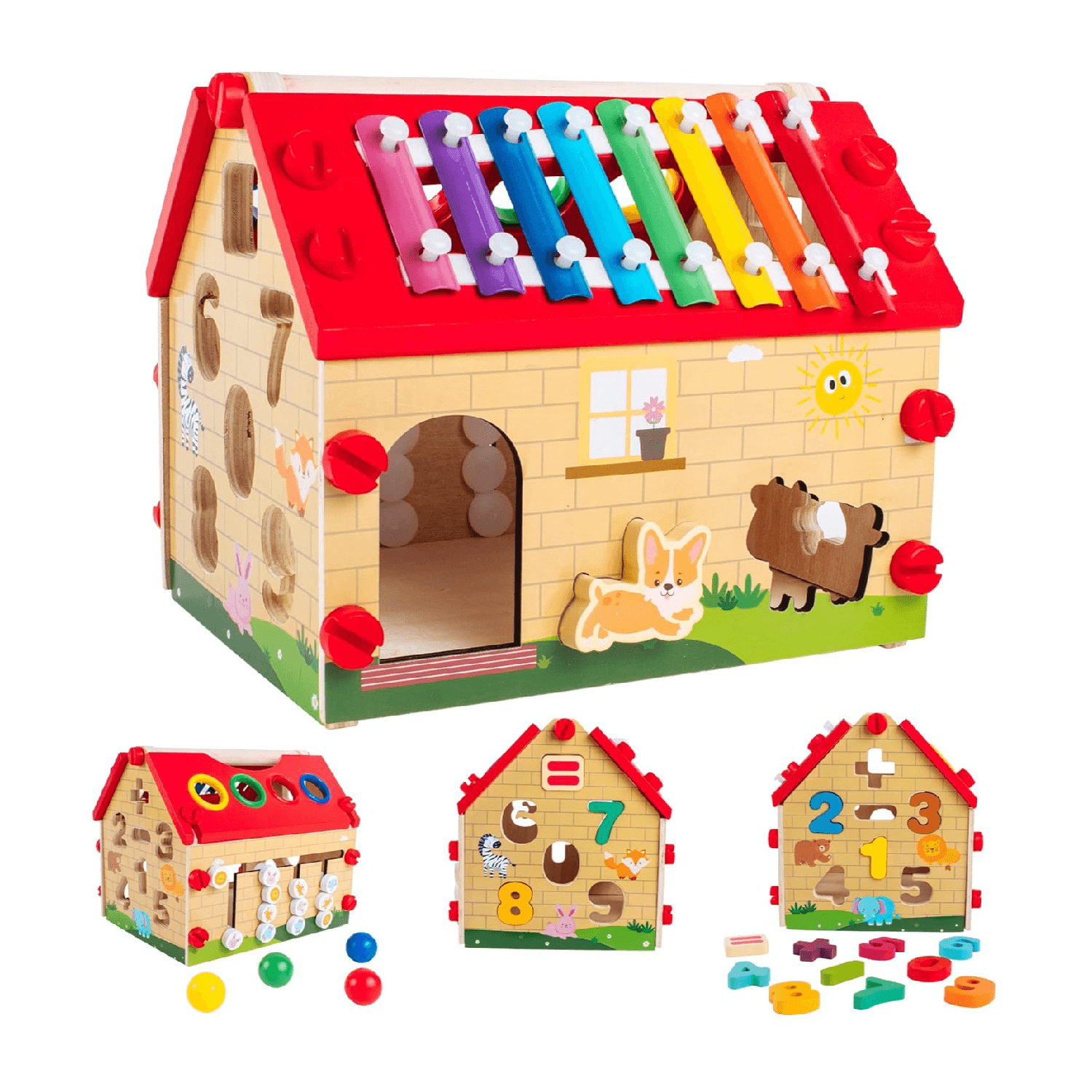 Montessori Vawith Kids House Shaped Busy Board