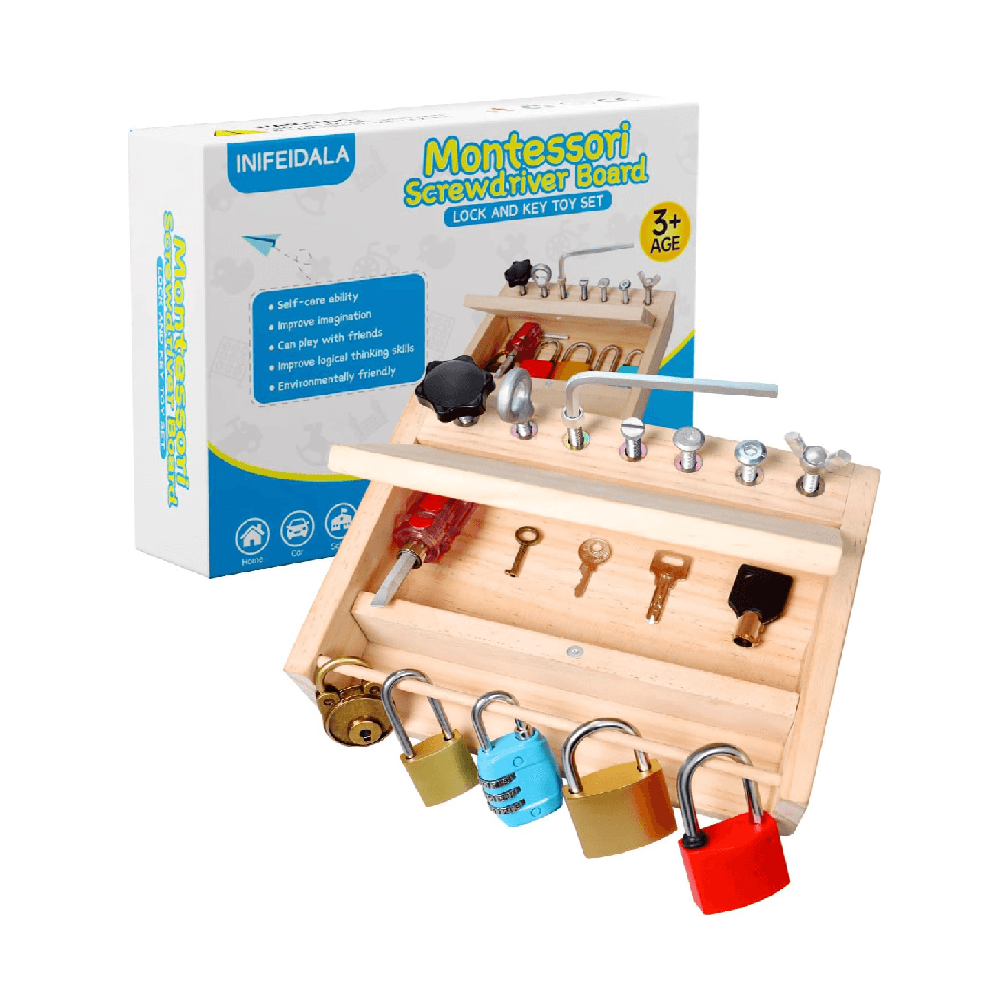 Montessori INIFEIDALA Lock and Key With Screwdriver Set