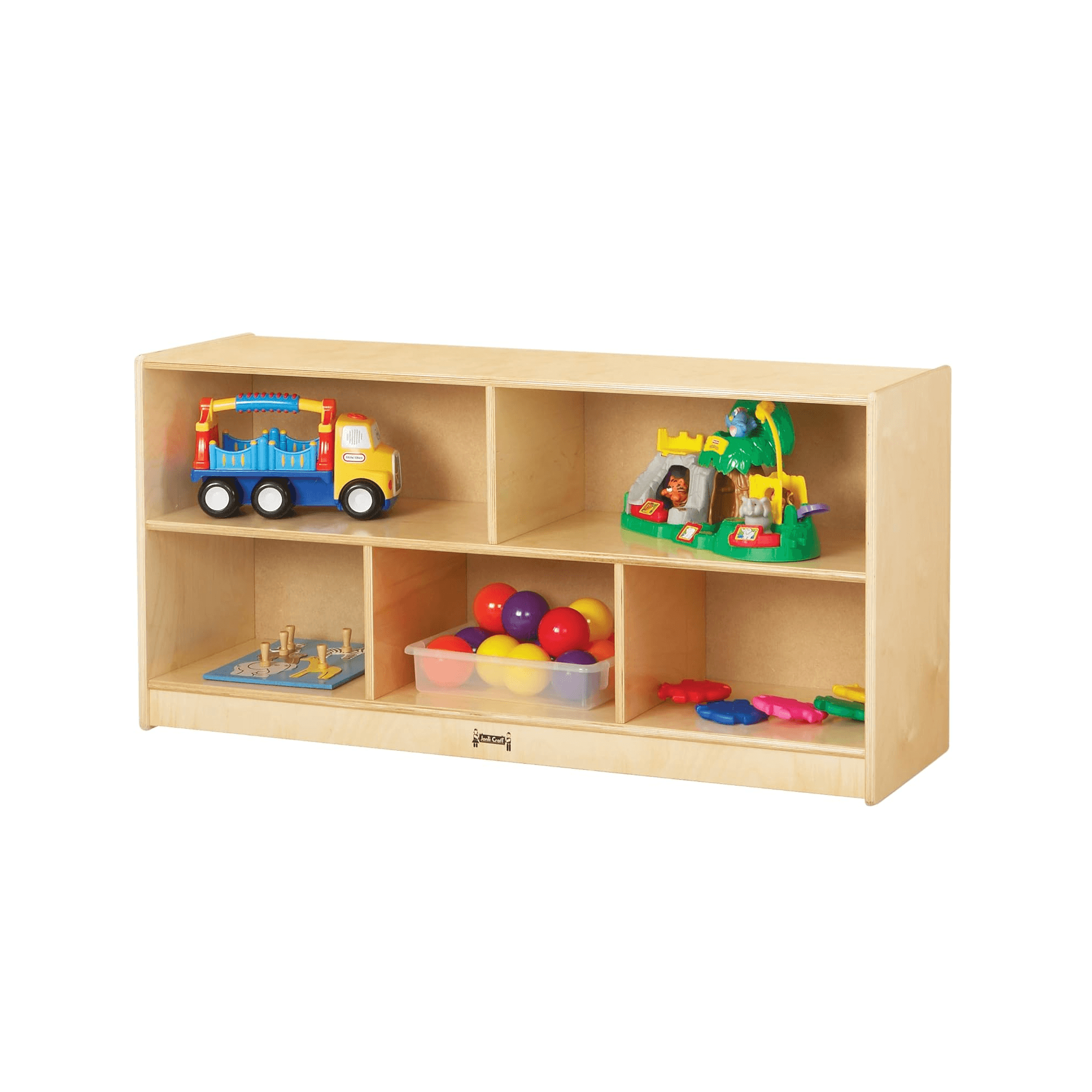 Montessori CUANBOZAM Wooden Toy Storage Organizer With Fabric Bins Grey