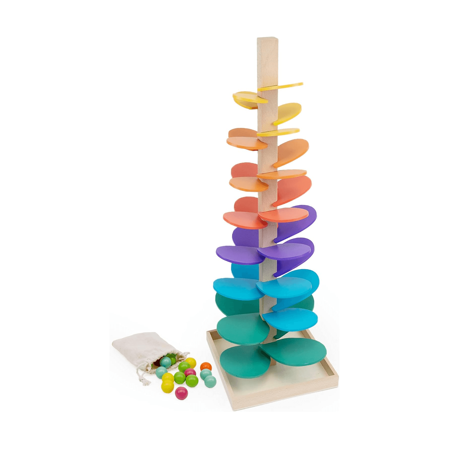 Montessori Generic Race and Chase Rainbow Musical Tree Kit With 30 Colorful Marble Balls