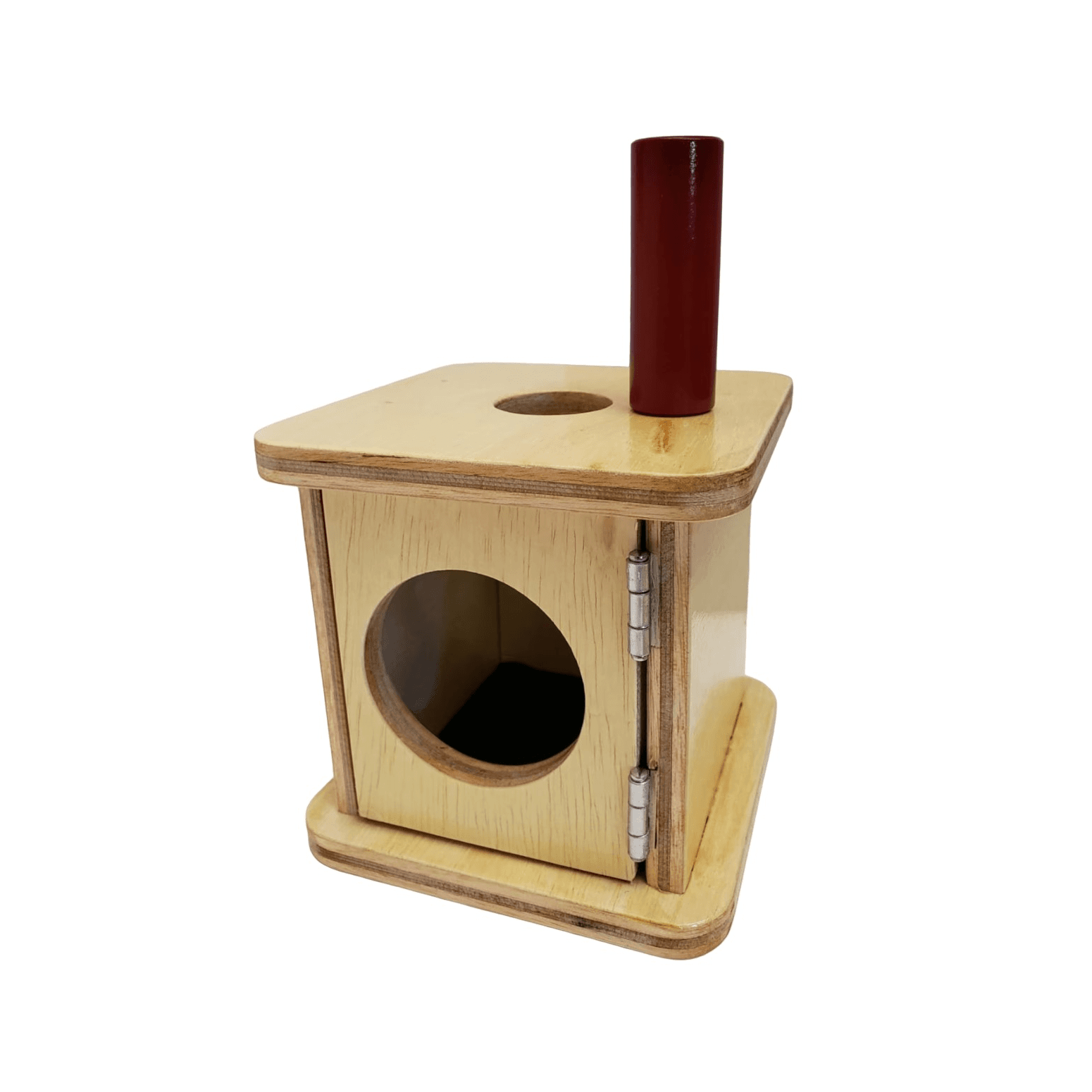 Montessori Nafees Creations Imbucare Box With Thin Cylinder Prism Bare Wood Waxed