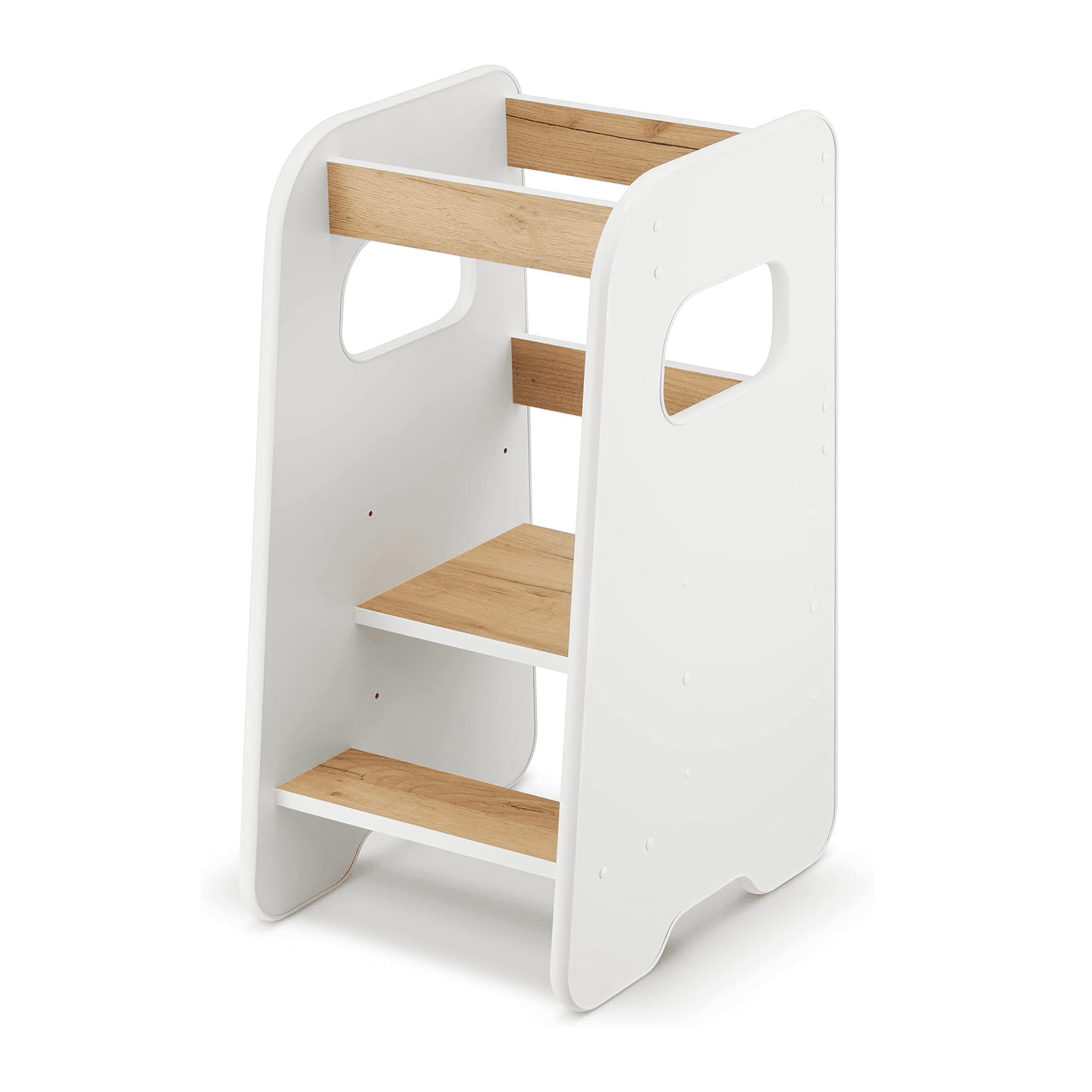 Montessori RONMALL Toddler Tower With Rubberized Edges Oak & White