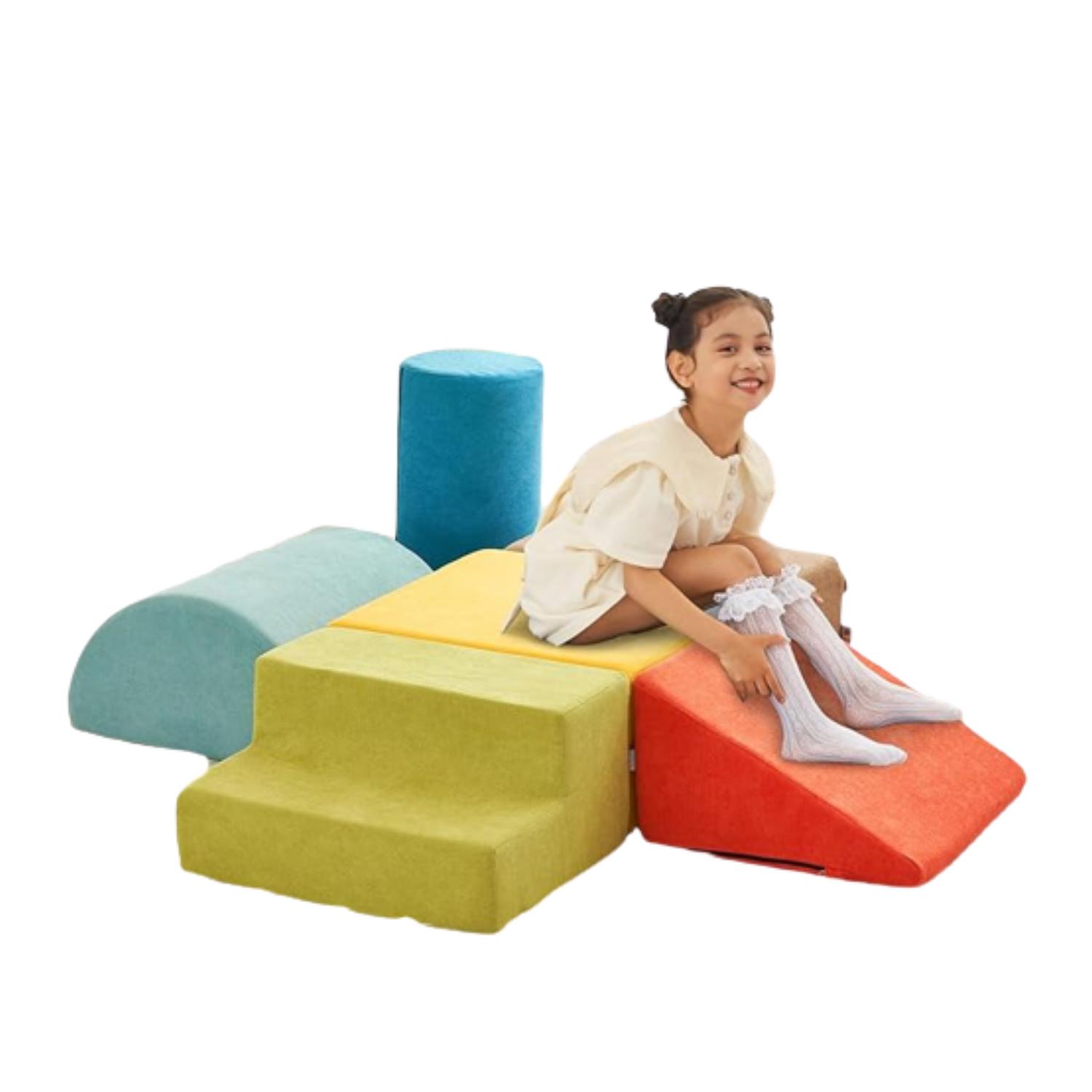 Montessori Jela Soft Play Equipment 6-Piece Climbing Blocks Miss Fabric Multi-Color