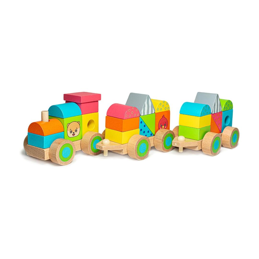 Montessori Bimi Boo Stacking Train Wooden Set