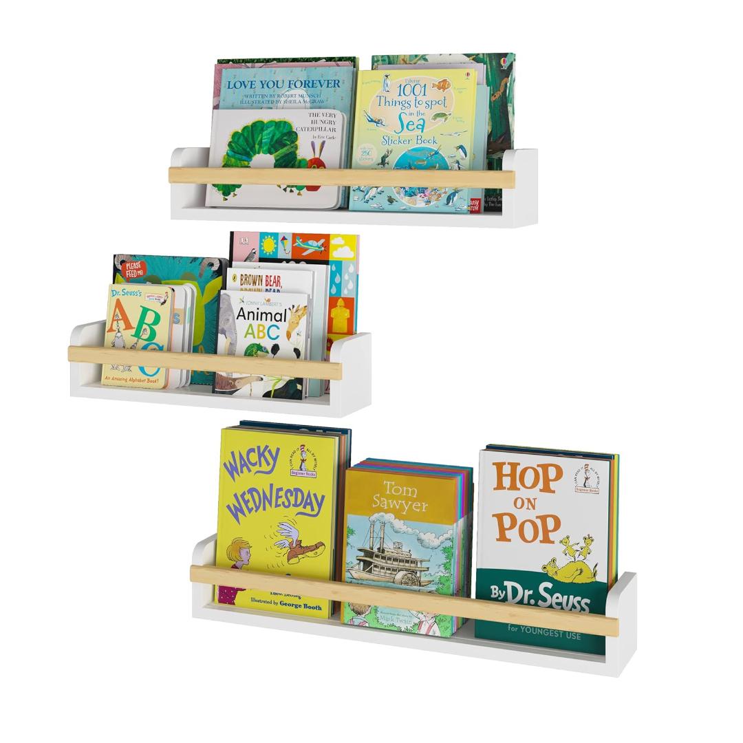 Montessori Wallniture Utah Floating Bookshelves Set of 3 White