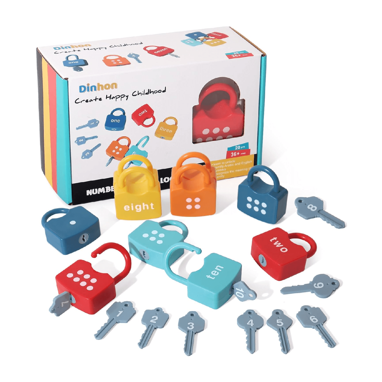 Montessori Dinhon Lock and Key Set Numbers Digital