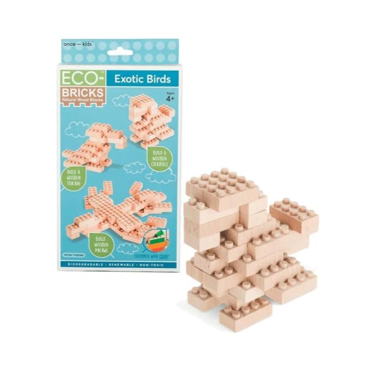 Montessori Once Kids 3-in-1 Eco-Bricks Exotic Birds