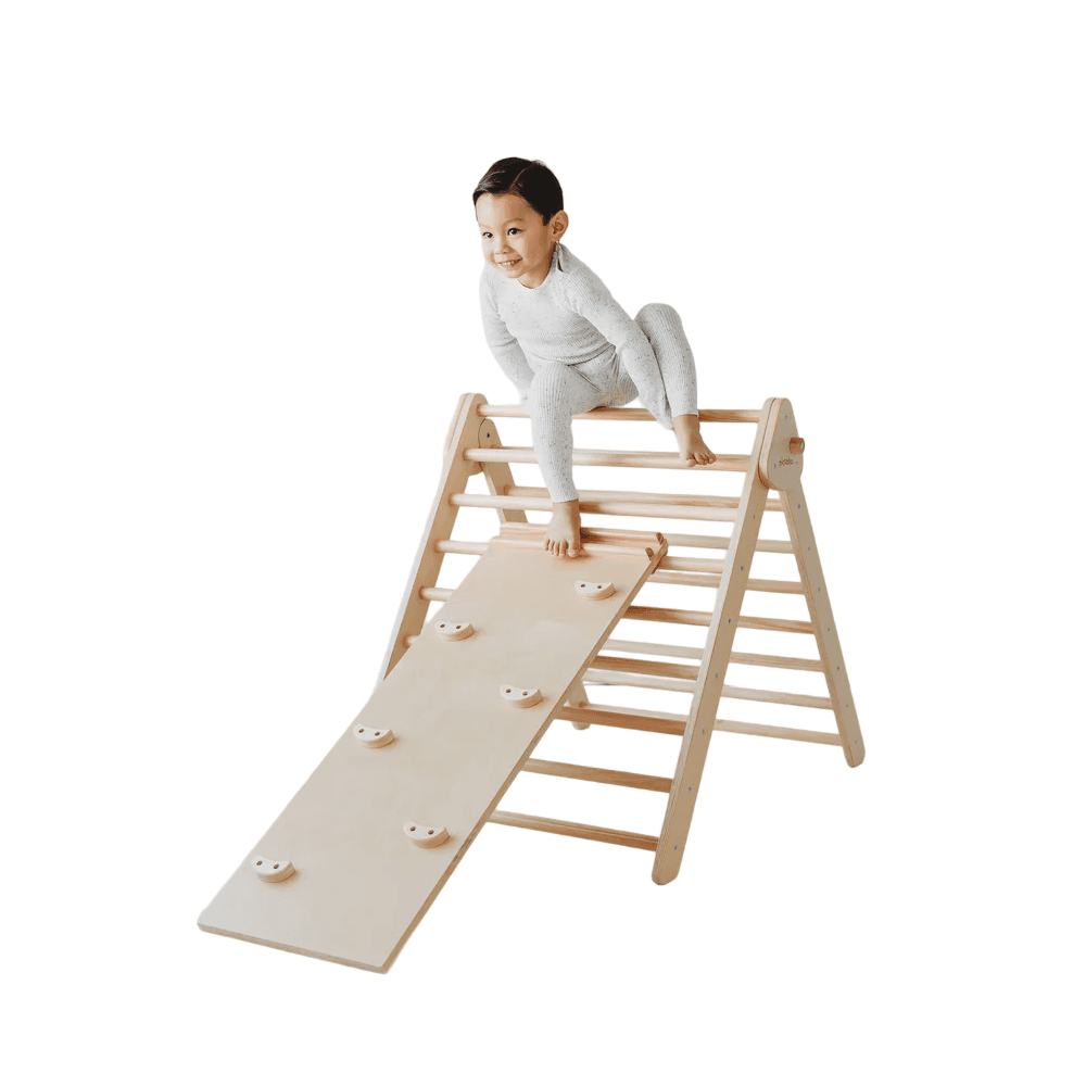 Montessori piccalio climbing triangle with rockwall and slide