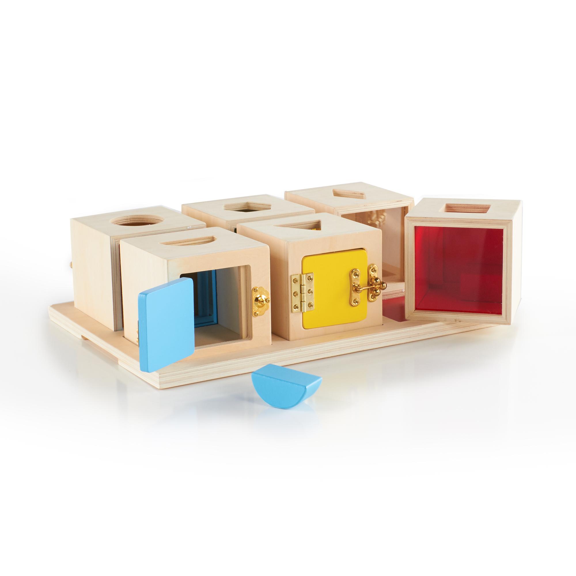 Montessori Guidecraft Peekaboo Lock Boxes Set of 6