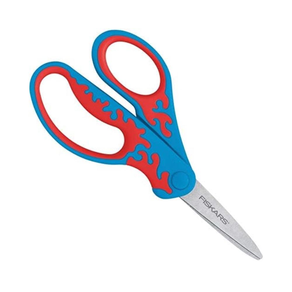 Montessori Fiskars Soft Grip Left-Handed Pointed-Tip Kid Scissors Assorted Colors