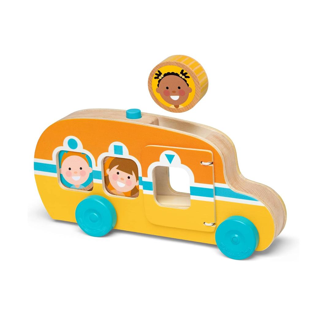 Montessori Melissa &#038; Doug GO Tots Wooden Roll &#038; Ride Bus With 3 Disks