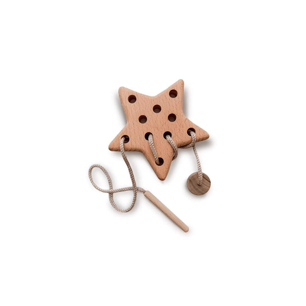 Montessori ODEAStoys Wooden Lacing Toy Star