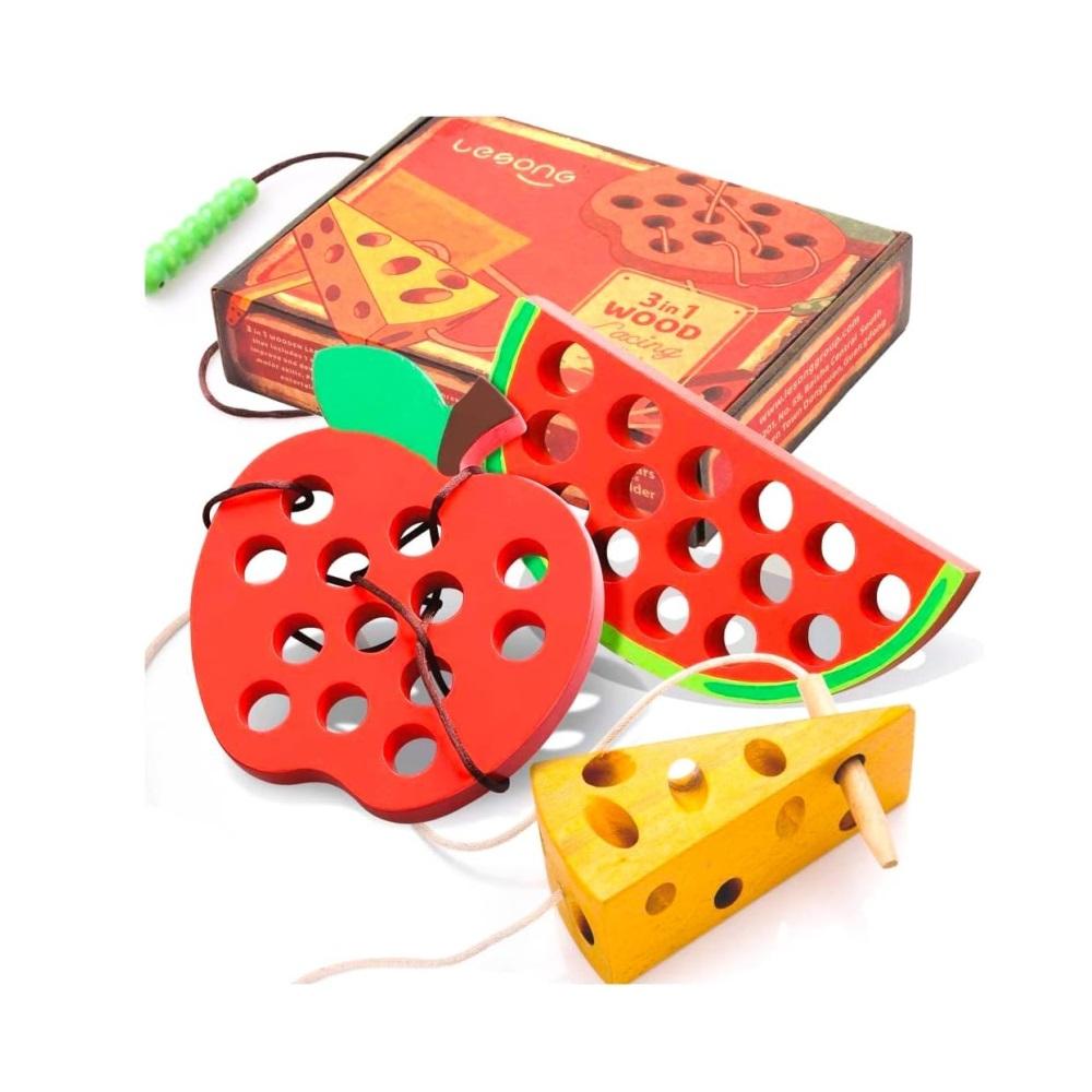 Montessori Tirafal Lacing Toy Apple, Watermelon & Cheese