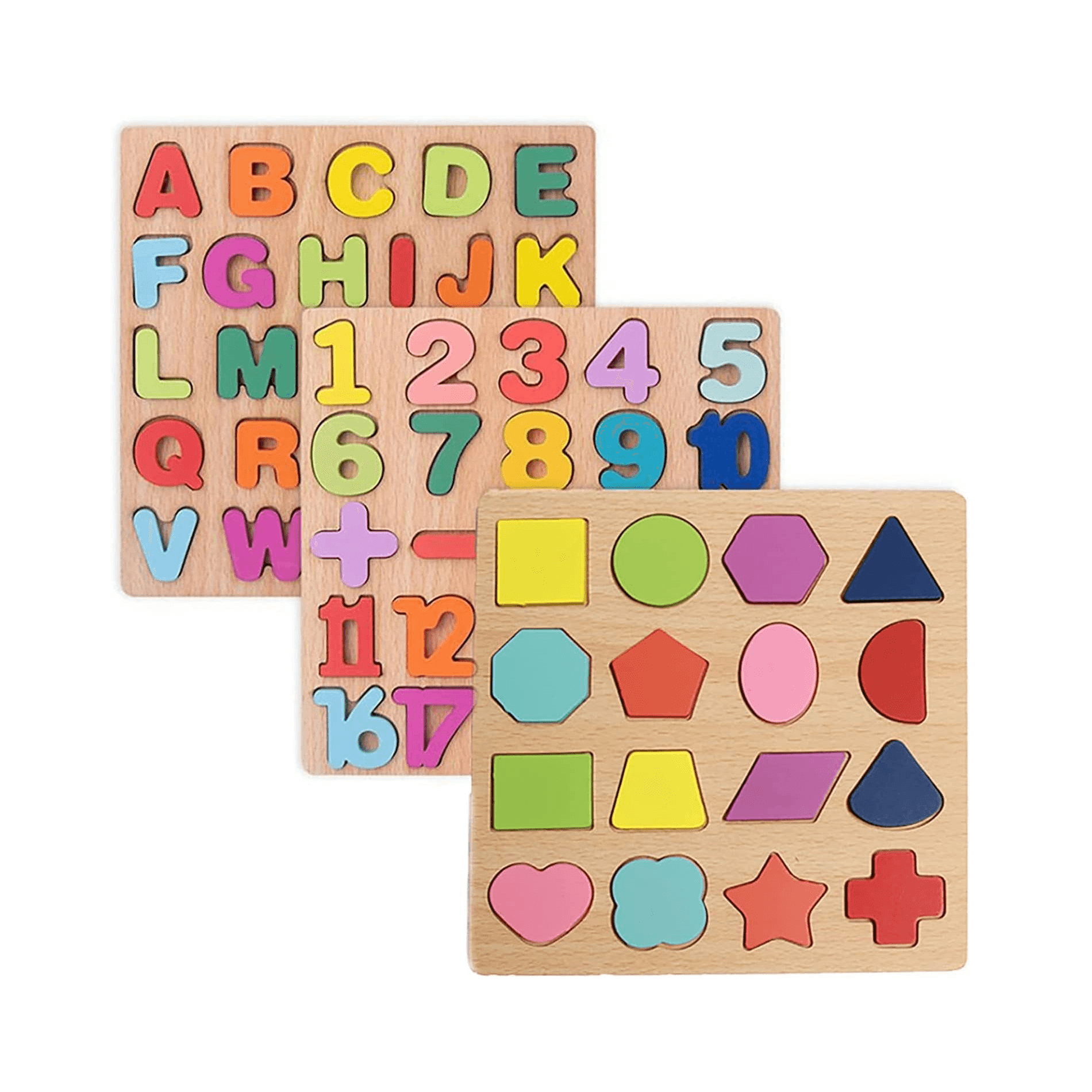 Montessori Winbar Alphabet, Number, and Shape Puzzle Set