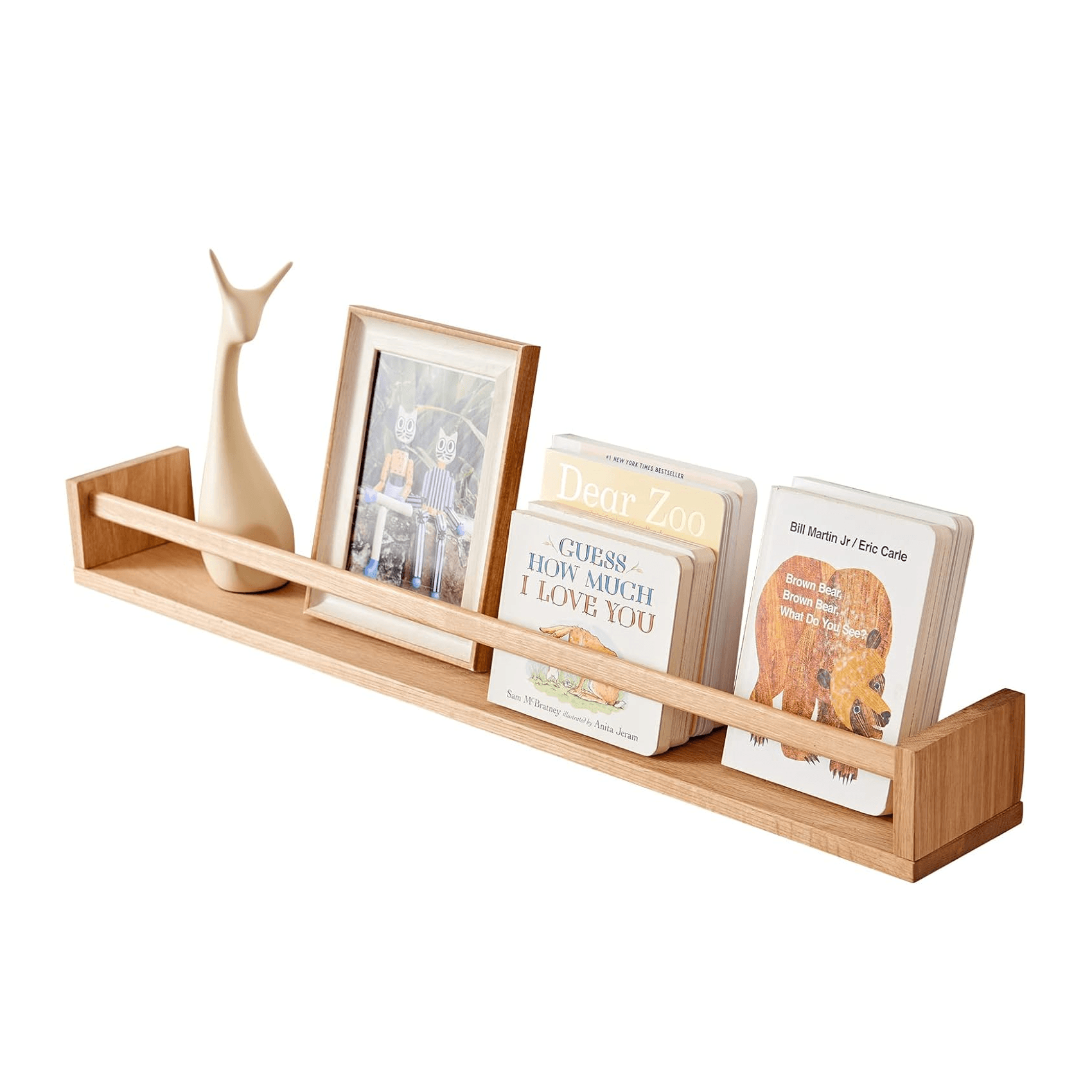 Montessori TREOAKWIS Floating Bookshelf Natural 32-Inch