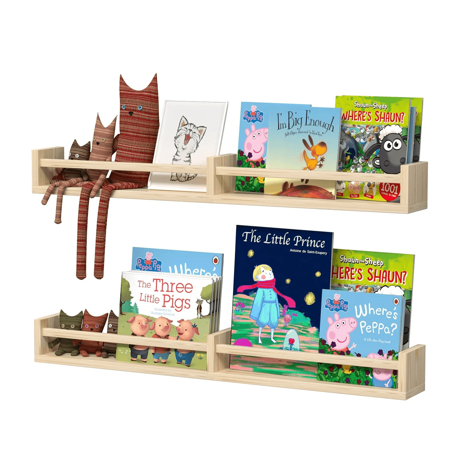 Montessori Senyh Set of 2 Floating Book Shelves 32 L x 4 W