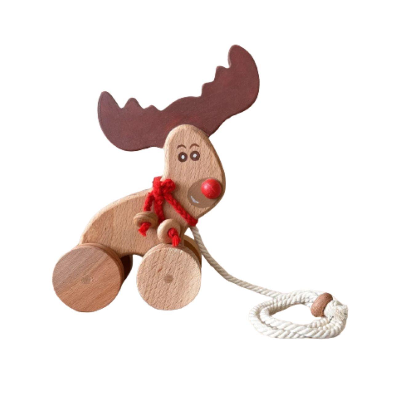 Montessori I Am Wooden USA Pull Along Toy Reindeer