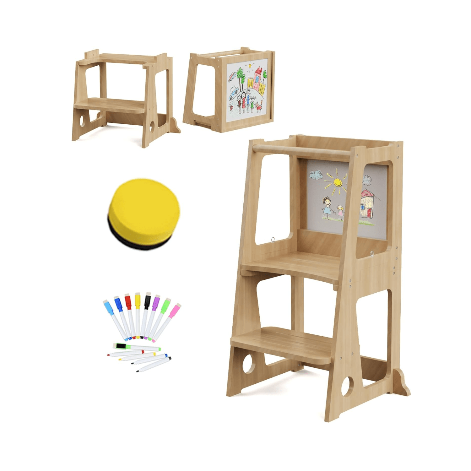Montessori ZZBIQS 4-in-1 Learning Tower With Whiteboard