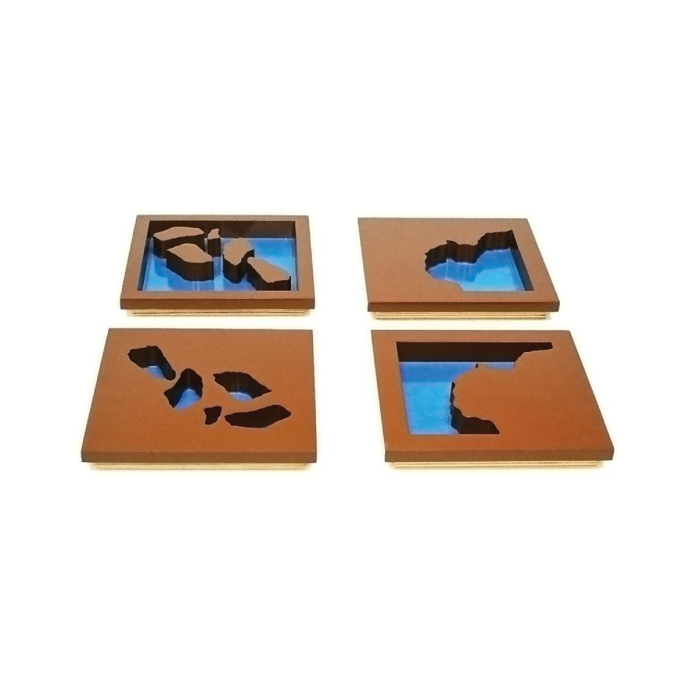 Montessori Alison's Montessori Wooden Land and Water Form Trays Premium Quality Set 2