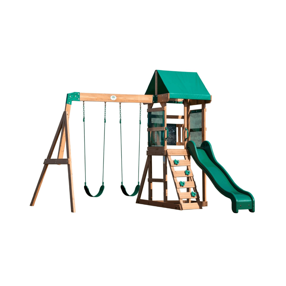Montessori Backyard Discovery Buckley Hill Wooden Swing Set for Small Yards Green