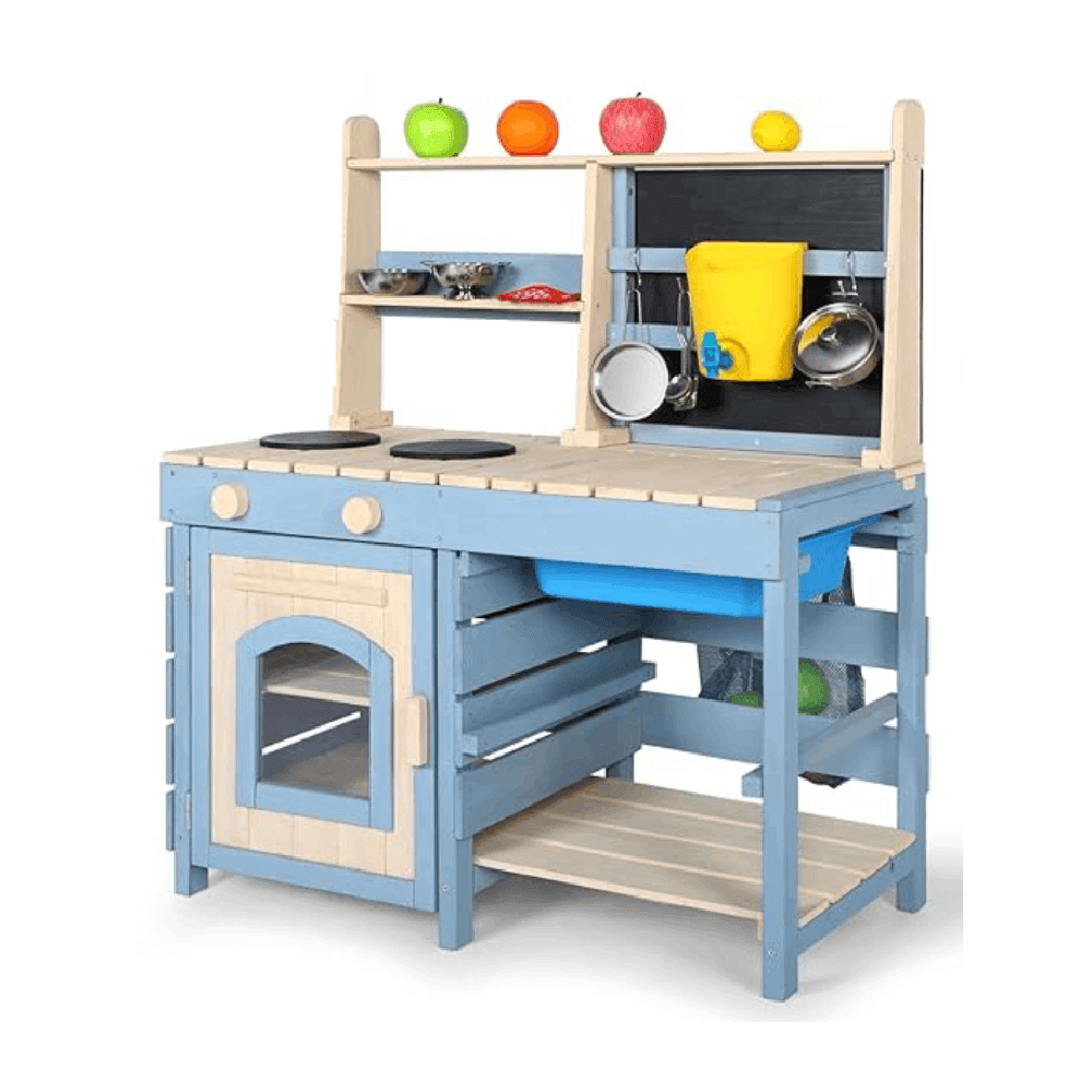 Montessori FAHKNS 2-in-1 Kids Outdoor Wooden Mud Kitchen and Grocery Store