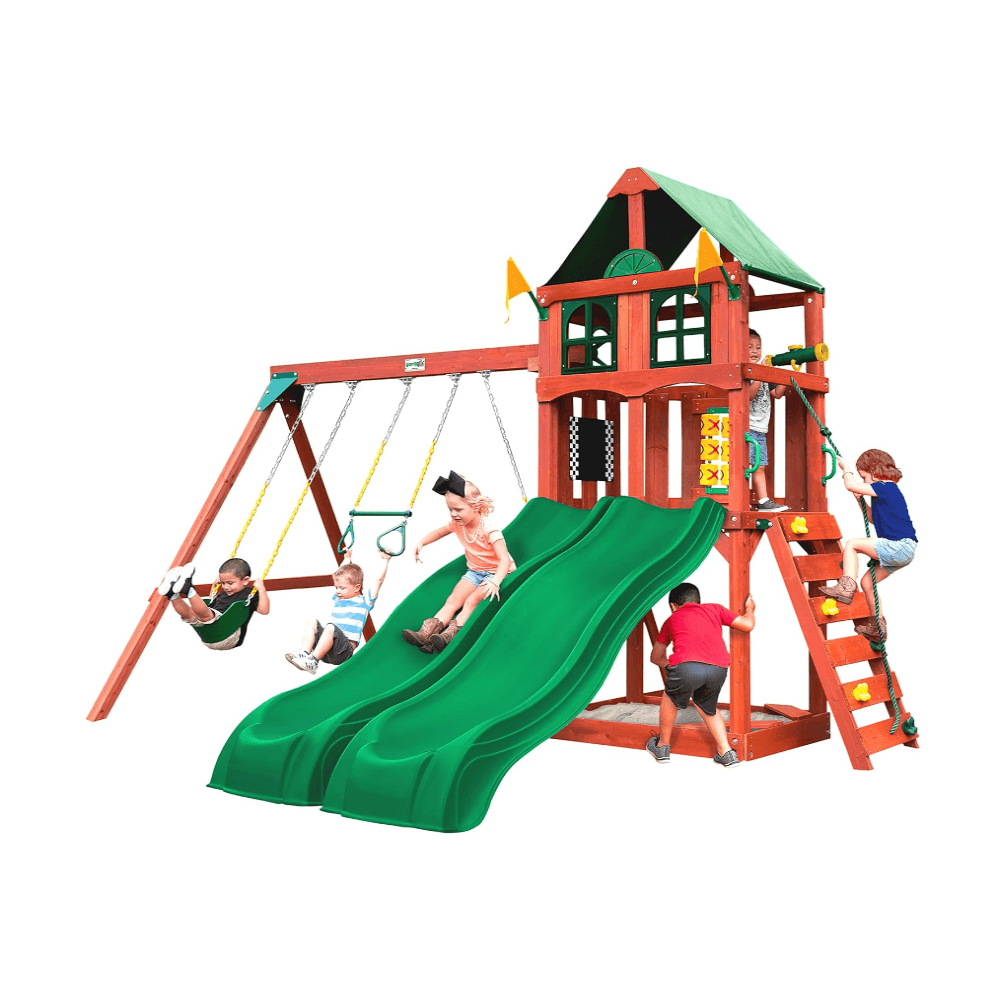 Montessori Gorilla Playsets Playmaker Deluxe Wooden Swing Set Redwood Stained Cedar
