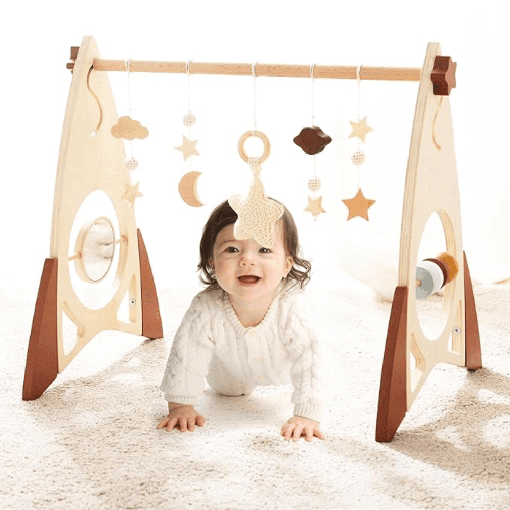 Montessori Let&#8217;s Make Wooden Baby Play Gym Crochet Stars