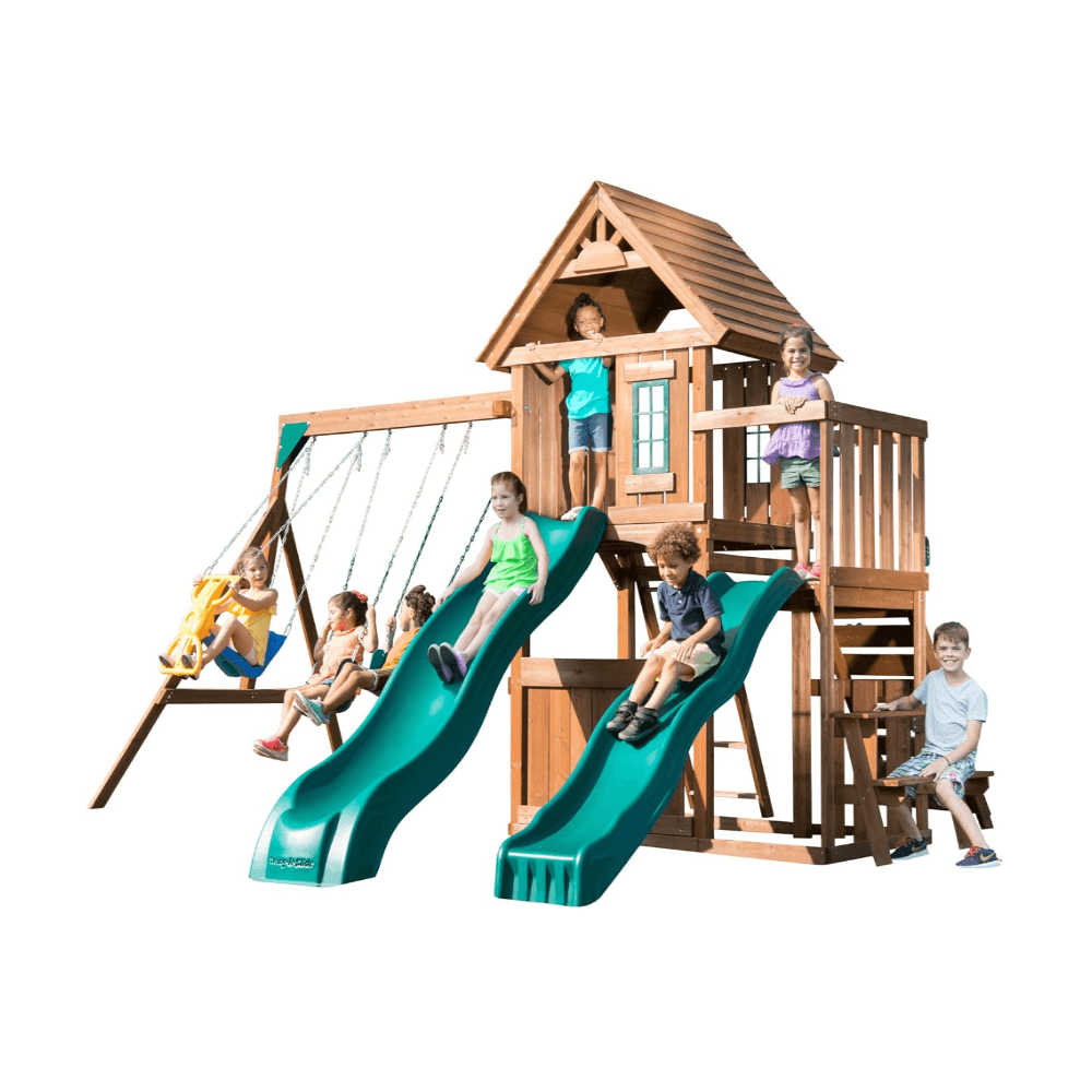Montessori Swing-N-Slide Knightsbridge Deluxe Wooden Swing Set