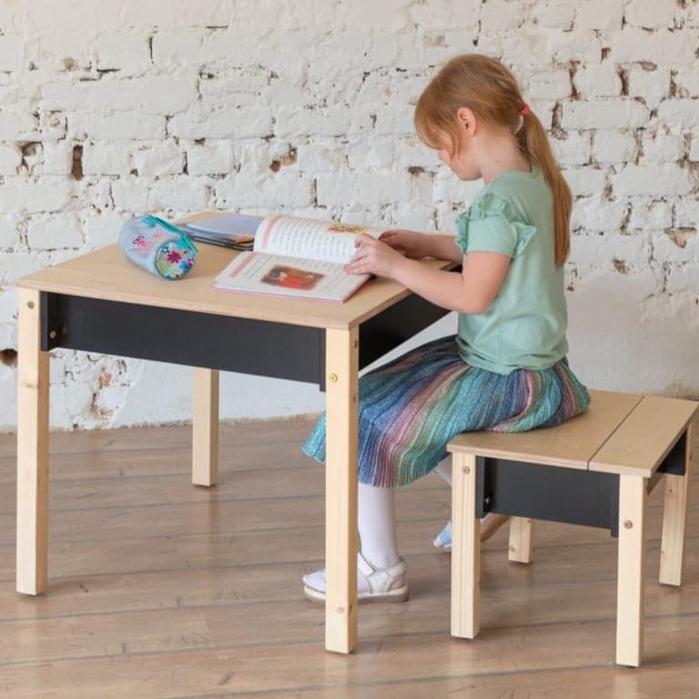 Family SCL Space-Saving Storage Table & Chair Set Black