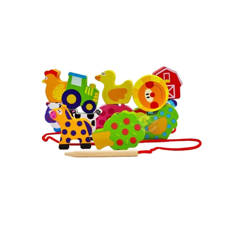 Woopie Green Threading Beads Farm Animals