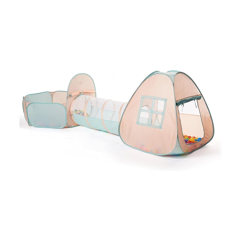 Montessori UTEX 3-in-1 Pop Up Play Tent With Tunnel & Ball Pit Orange/Green