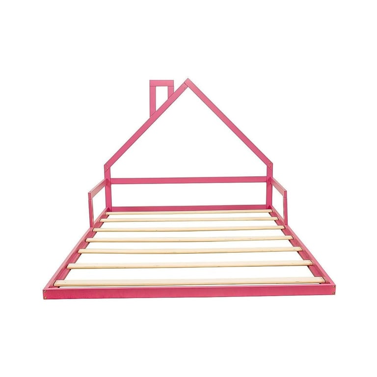 Montessori Palermo House Floor Bed Frame Double Pink