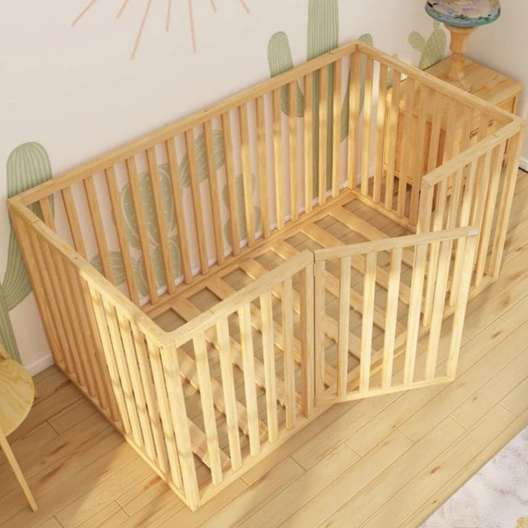 Montessori SignaturedWood Medina Playpen Queen Floor Bed With 50H Rails