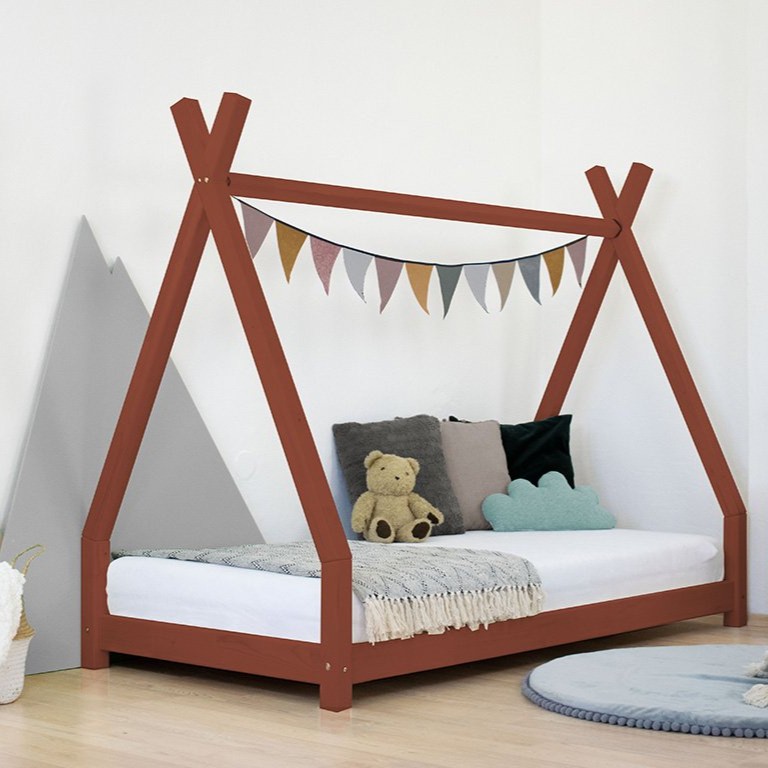 Montessori Benlemi Teepee Floor Bed Nakana Dark Red 190 x 90