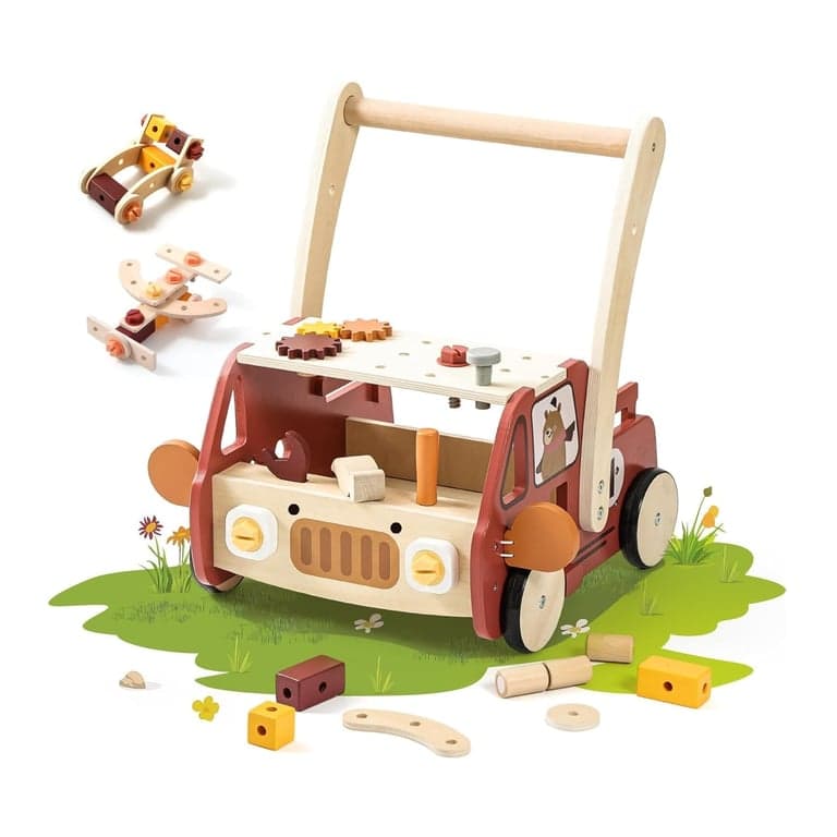 IEATFO Baby Walker With 40 Pieces Tool Toys Red