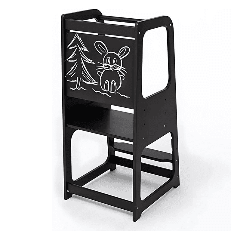 CULOTOL Toddler Standing Learning Tower With Built-in Blackboard Black
