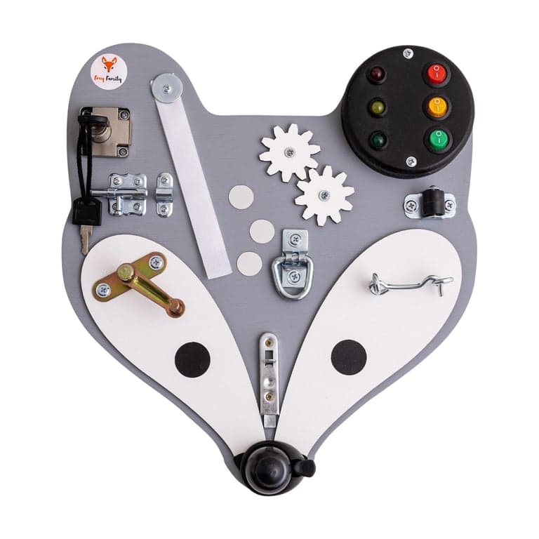 Foxy Family Wooden Busy Board Grey Fox Head