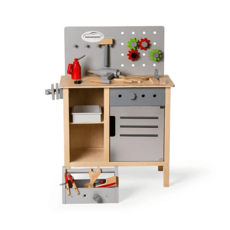 MamaMemo Wooden Workshop Tools Workbench - Montessori Product