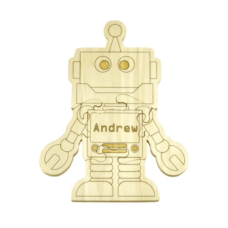 Montessori Little Wooden Wonders Robot Shaped Puzzle