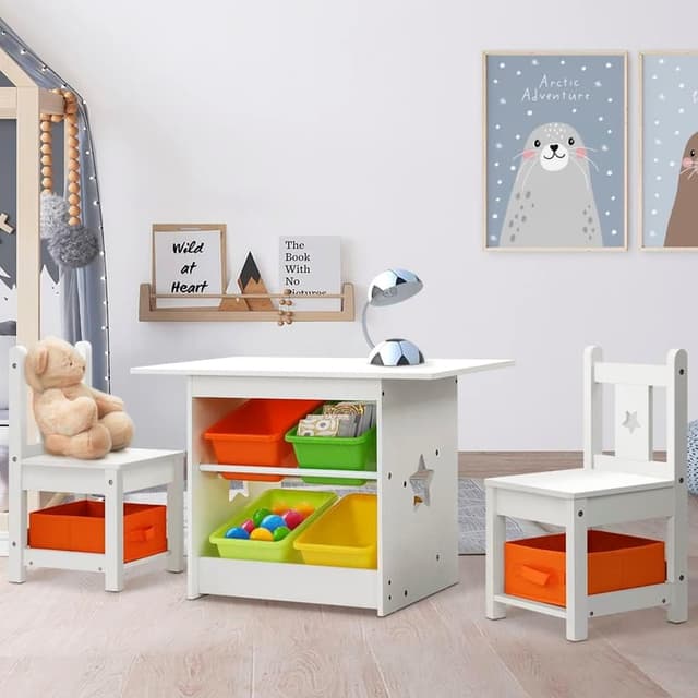 Keezi Table and Chair Set Durable White