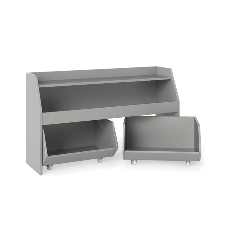 Costway Toy Storage Organizer With 2 Movable Drawers Gray
