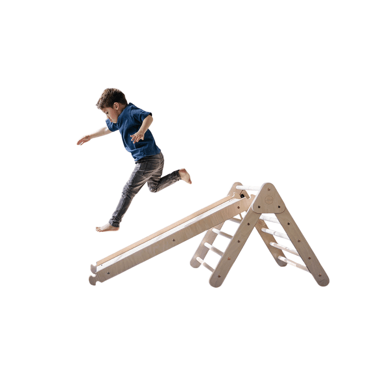 Montessori Jindl Foldable Climbing Triangle With Ramp Premium Natural