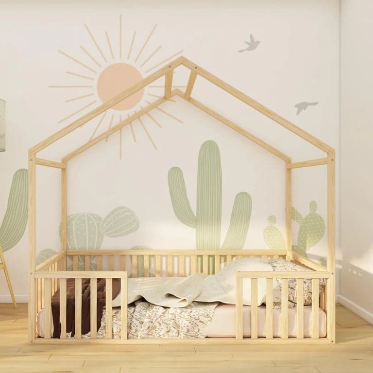 Montessori SignaturedWood Cindy Twin Square House Floor Bed